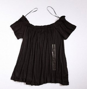 Блуза Блуза, оформленная короткими рукавами цвет: ЧЕРНЫЙ, смесь хлопка/нейлон. Размер (обхват груди, длина изделия, см): XXS (68,42), XS (72,42), S (80,43), M (86,46), L (90,47), XL (92,48)