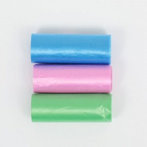 Пакеты для уборки ароматизированные "Лайм" (3 рулона по 15 пакетов 29х21 см), микс цветов
