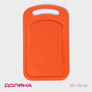Доска разделочная пластиковая Доляна «Дуга», прямоугольная, 25*15 см, оранжевый
