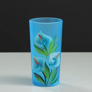 Набор для сока с подносом "Каллы" художественная роспись, 6 стаканов 1250/200 мл, синий