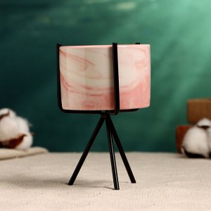 Кашпо "Цилиндр" розовое, на черной подставке, 13х8см