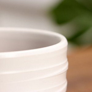 Горшок цветочный с поддоном 0,5 л, белый, керамика, "Нежность" (М)