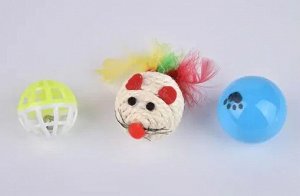 Игрушка для кошек Набор 3пр (мышь, мячики 2шт) микс цветов