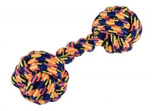 Игрушка для собак Гантель плетеная 29х8см микс цветов