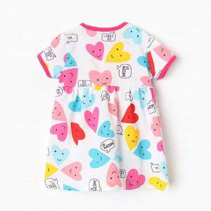Платье «Bloom Baby. Сердечки», короткий рукав, белое