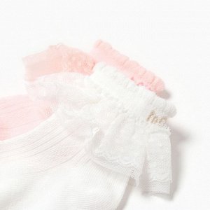 Набор носков Крошка Я Basic Line, 2 пары, 0-6 мес., белый/розовый