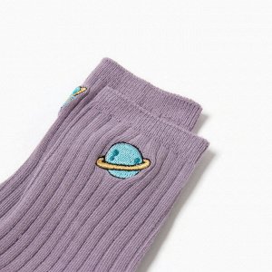 Носки детские MINAKU "Планета", цв.фиолетовый , р-р 15-18 см