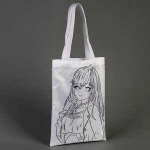 Сумка-шопер, раскраска «Девочка аниме», 32 х 23 см