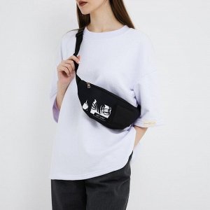 Сумка поясная текстильная с карманом Get lost 30x14x6 см