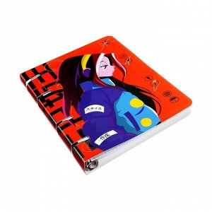 Тетрадь на кольцах, в клетку, 160 листов "Аниме. Девушка киберпанк", пластиковая обложка, блок офсет