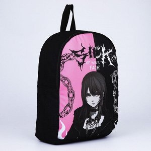 Рюкзак текстильный Аниме, 38х14х27 см, цвет чёрный, розовый