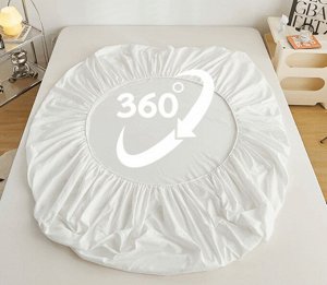 Fashion home Простынь на резинке и 2 наволочки, темно-серая 200*220