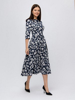 1001 Dress Платье темно-синее с цветочным принтом длины миди