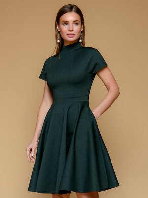 1001 Dress Платье изумрудного цвета с короткими рукавами и воротником-стойкой
