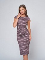 Платье хлопковое кофейное в горошек