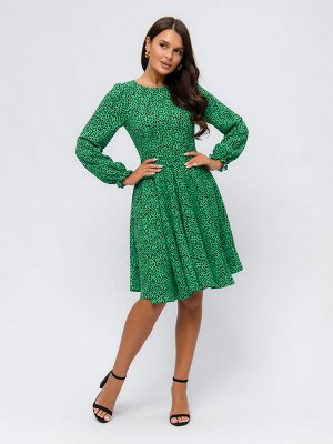 1001 Dress Платье зеленое с принтом и длинными рукавами