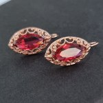Серьги коллекция &quot;Дубай&quot; покрытие позолота, камень: красный, 562181, арт.214.221