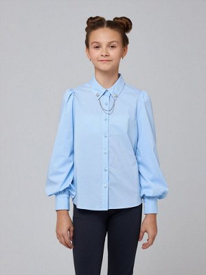 1151 Блузка для девочки длинный рукав (голубой)