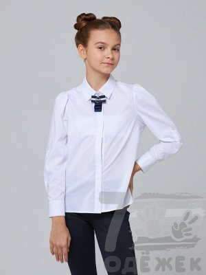 1150 Блузка для девочки длинный рукав (белый)