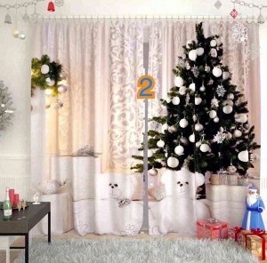 Фотошторы Новый Год и Рождество ткань Блэкаут Атлас Размер: ширина 3м Высота: 2.8м