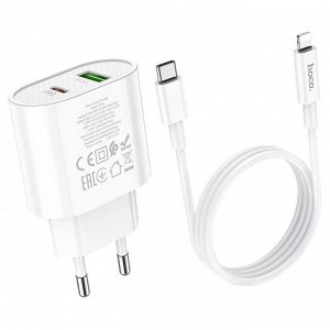 Быстрая зарядка Type-C и USB hoco C95A для телефона с кабелем Lightning