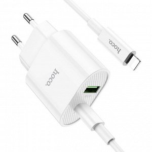 Быстрая зарядка Type-C и USB hoco C95A для телефона с кабелем Lightning