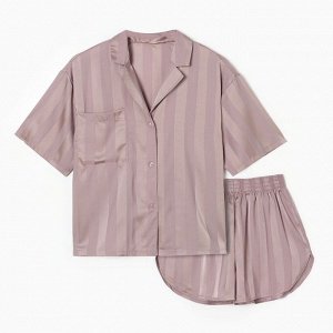 Пижама женская (рубашка и шорты) KAFTAN "Полоса" размер, розовый