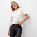 Футболка женская с черным кантом Basic line, молочный