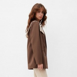 Пиджак женский с накидкой MINAKU: Casual Collection, цвет коричневый