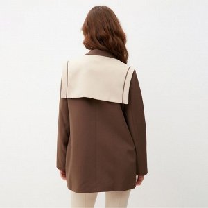 Пиджак женский с накидкой MINAKU: Casual Collection, цвет коричневый