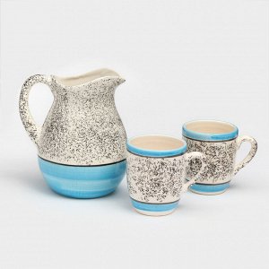 Набор керамической посуды "Персия", 3 предмета: кувшин 1.5 л, кружка 350 мл, синий, 1 сорт, Иран