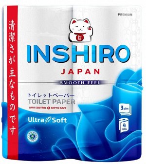 Бумага туалетная INSHIRO Ultra Soft 3-х сл. 25 метров, с тиснением, 4шт/упаковка