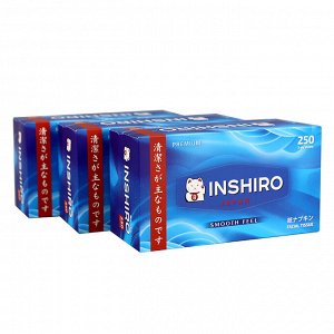 Салфетки бумажные в коробке INSHIRO Mega Box 2 слоя, белые, синяя коробка, 250 шт./коробка