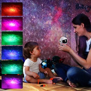 Проектор звездного неба Astronaut Projector Light Starry Sky Космонавт, Колонка, ночник детский для сна, настольный светильник, светодиодный, лазерный режим, разные проекции, пульт управления, белый
