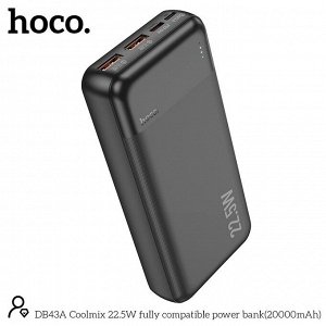 Портативный аккумулятор HOCO DB43A Coolmix, 22.5W, 20000 mAh, черный, быстрая зарядка Power Bank