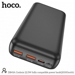 Портативный аккумулятор HOCO DB43A Coolmix, 22.5W, 20000 mAh, черный, быстрая зарядка Power Bank