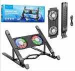 NEW ! Охлаждающая подставка для ноутбука планшета кулер вентилятор HOCO DH17 с RGB подсветкой