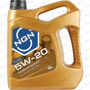 Масло моторное NGN A-Line Power Boost 5w20, синтетическое, API SN, для бензинового двигателя, 4л, арт. V272085351