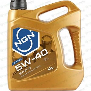 Масло моторное NGN A-Line SYNT-S 5w40, полусинтетическое, API SL/CF, ACEA A3/B4, универсальное, 4л, арт. V272085305