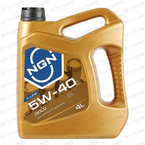 Масло моторное NGN A-Line Gold 5w40, синтетическое, API SN/CF, ACEA A3/B4, универсальное, 4л, арт. V272085302