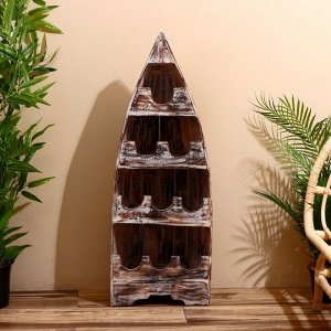 Подставка для бутылок «Лодка», 37x20x100 см, дерево албезия, светло-коричневая