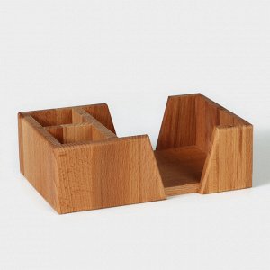 Салфетница - органайзер деревянная на 3 отделения Adelica, 14x21,5x7 см, бук