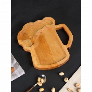 Подарочный набор деревянной посуды Adelica, блюдо для подачи к пиву, открывашка для бутылок, 25x22x1,8 см, 12x5x1,8 см, берёза