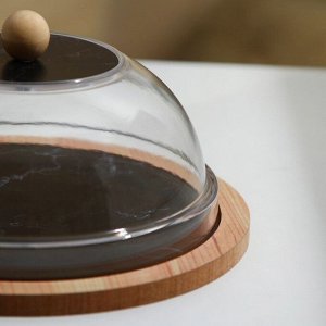 Блюдо с крышкой «Черный мрамор», 15 см, пластик