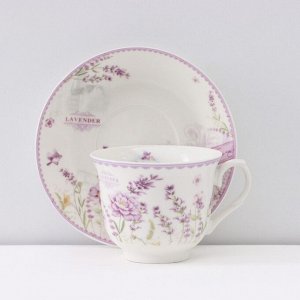 Чайный сервиз керамический «Прованс», 12 предметов: 6 чашек 200 мл, 6 блюдец d=13,5 см