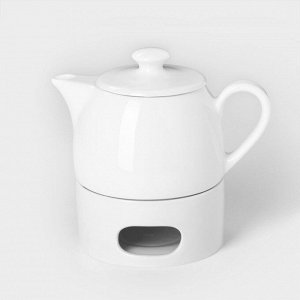 Набор для чая фарфоровый «Практик», 2 предмета: чайник 400 мл с подогревом