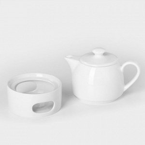 Башкирский фарфор Набор для чая фарфоровый «Практик», 2 предмета: чайник 400 мл с подогревом