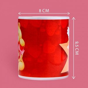 Кружка керамическая «Мишка», 320 мл, цвет красный