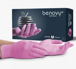 Benovy Перчатки нитриловые Розовые  100 шт