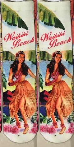 1r Нж3Д38-12 Носки женские 3Д рисунок  р.36-40  х/б. высокие. "пляж Waikiki"